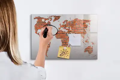 Mapa-múndi de montar em tijolos quadro magnético para escrita