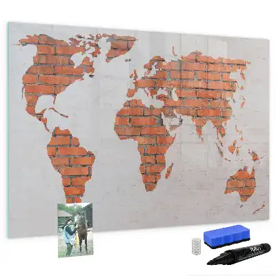 Mapa-múndi de montar em tijolos quadro magnético para escrita