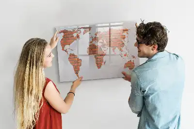 Mapa-múndi de montar em tijolos quadro magnético para escrita