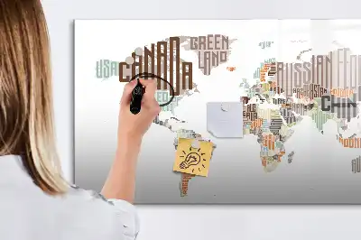 Quadro magnético para desenhar mapa de letras coloridas