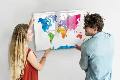 Quadro magnético para escrever mapa-múndi abstrato