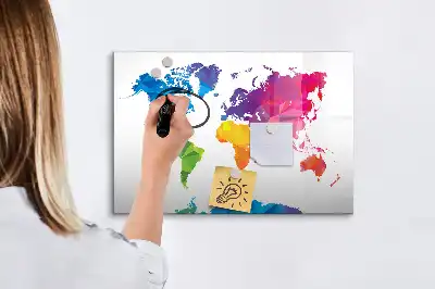 Quadro magnético para escrever mapa-múndi abstrato