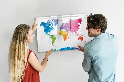Quadro magnético para escrever mapa-múndi abstrato