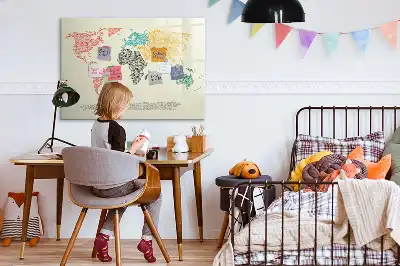 Mapa-múndi magnético para escrever quadro com letras