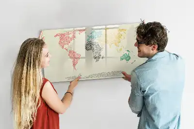 Mapa-múndi magnético para escrever quadro com letras