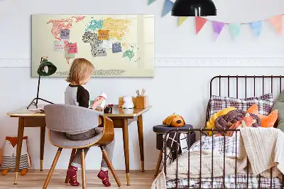 Mapa-múndi magnético para escrever quadro com letras