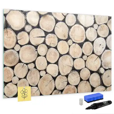 Quadro magnético para desenhar com troncos de madeira cortados