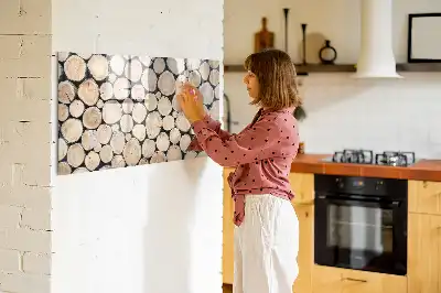 Quadro magnético para desenhar com troncos de madeira cortados