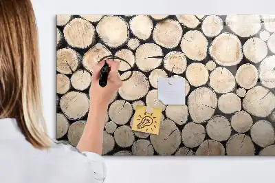 Quadro magnético para desenhar com troncos de madeira cortados