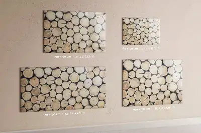 Quadro magnético para desenhar com troncos de madeira cortados