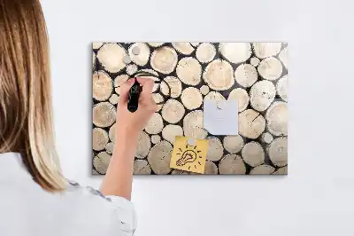 Quadro magnético para desenhar com troncos de madeira cortados