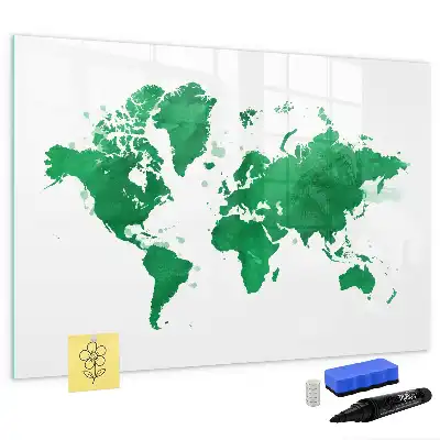 Quadro magnético para escrever mapa-múndi verde