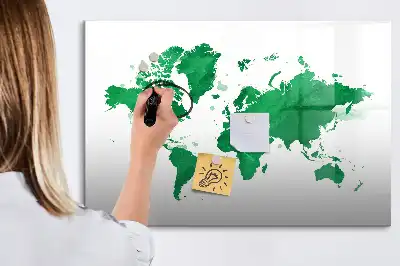 Quadro magnético para escrever mapa-múndi verde
