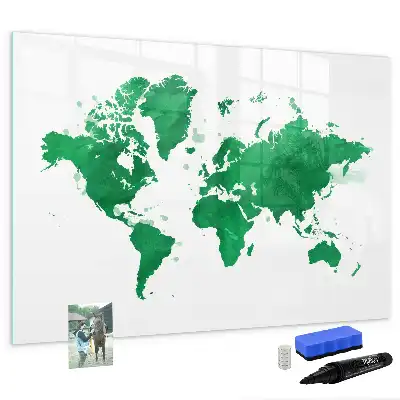 Quadro magnético para escrever mapa-múndi verde