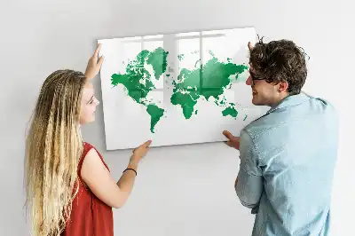 Quadro magnético para escrever mapa-múndi verde
