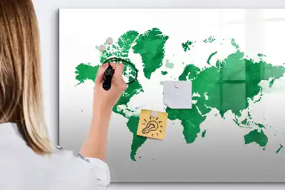 Quadro magnético para escrever mapa-múndi verde