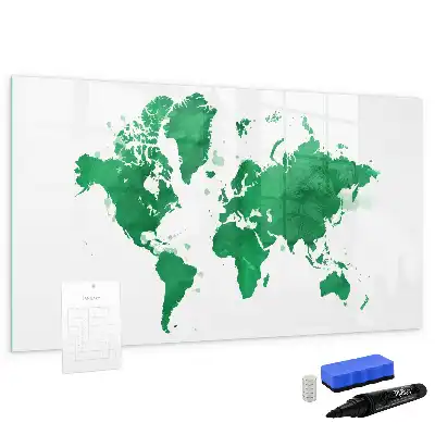 Quadro magnético para escrever mapa-múndi verde