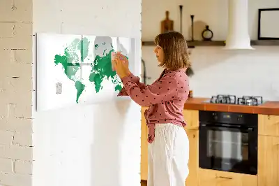 Quadro magnético para escrever mapa-múndi verde