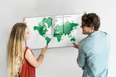Quadro magnético para escrever mapa-múndi verde