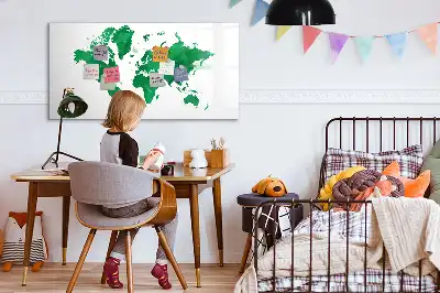 Quadro magnético para escrever mapa-múndi verde