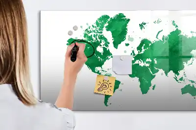 Quadro magnético para escrever mapa-múndi verde