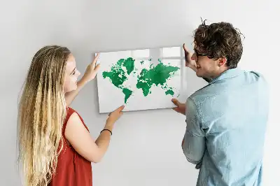 Quadro magnético para escrever mapa-múndi verde