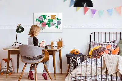 Quadro magnético para escrever mapa-múndi verde
