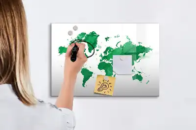 Quadro magnético para escrever mapa-múndi verde