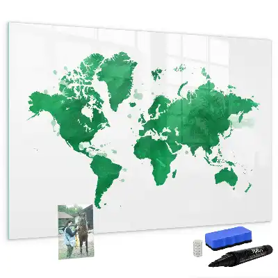 Quadro magnético para escrever mapa-múndi verde