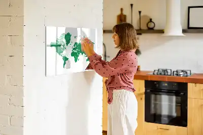 Quadro magnético para escrever mapa-múndi verde