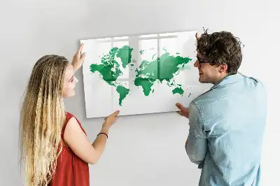 Quadro magnético para escrever mapa-múndi verde