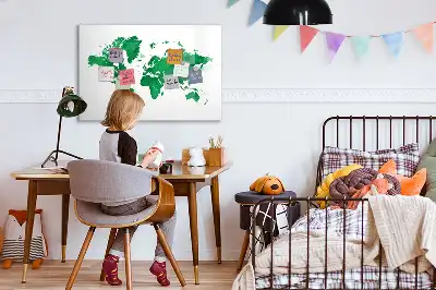 Quadro magnético para escrever mapa-múndi verde