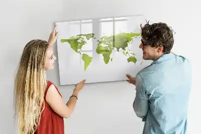 Quadro magnético para desenho estampa de mapa-múndi em aquarela