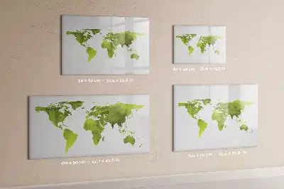 Quadro magnético para desenho estampa de mapa-múndi em aquarela