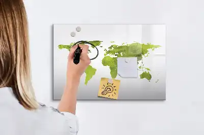 Quadro magnético para desenho estampa de mapa-múndi em aquarela