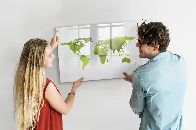 Quadro magnético para desenho estampa de mapa-múndi em aquarela
