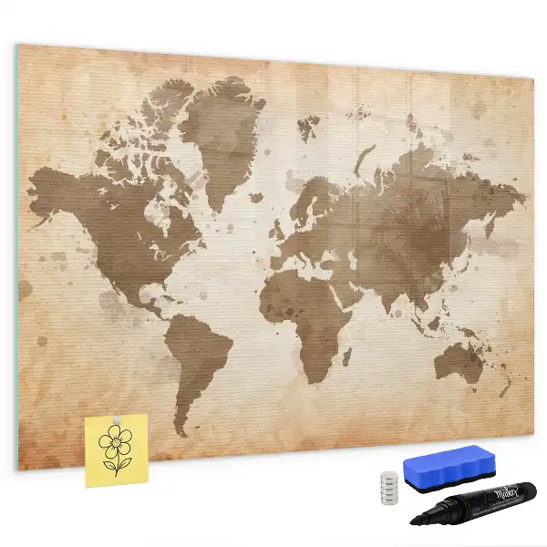 Quadro magnético com estampa de mapa-múndi