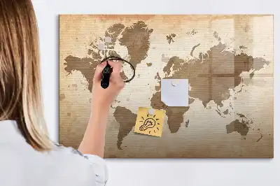 Quadro magnético com estampa de mapa-múndi