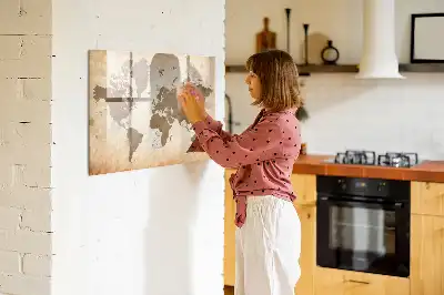 Quadro magnético com estampa de mapa-múndi