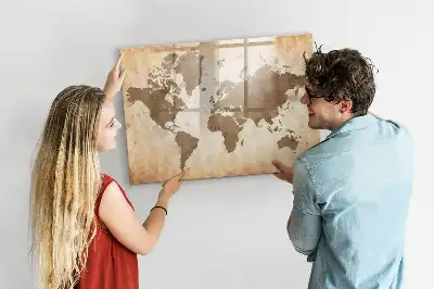 Quadro magnético com estampa de mapa-múndi