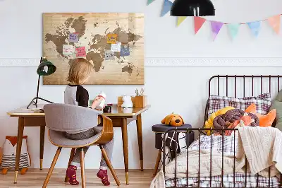 Quadro magnético com estampa de mapa-múndi