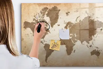 Quadro magnético com estampa de mapa-múndi