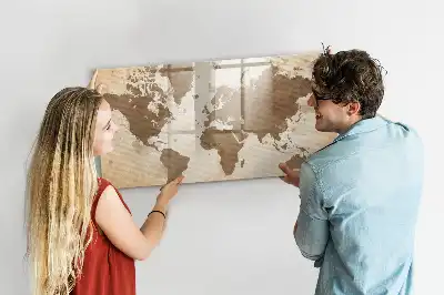 Quadro magnético com estampa de mapa-múndi