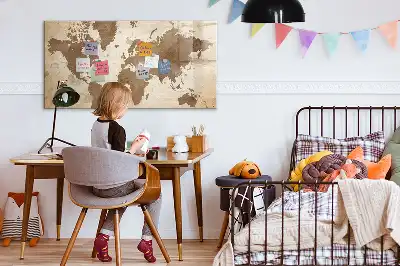Quadro magnético com estampa de mapa-múndi