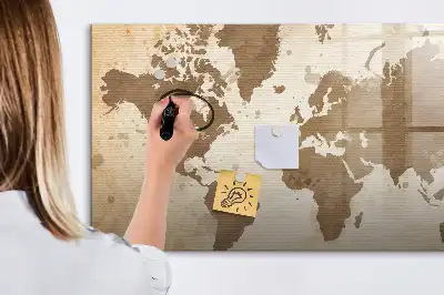 Quadro magnético com estampa de mapa-múndi