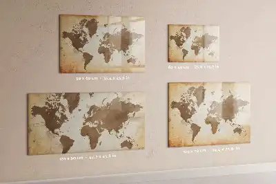 Quadro magnético com estampa de mapa-múndi