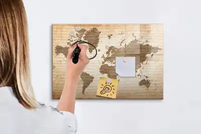 Quadro magnético com estampa de mapa-múndi