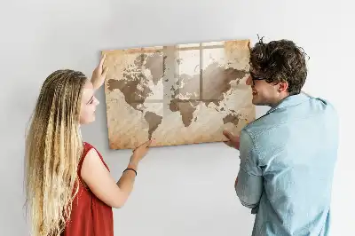Quadro magnético com estampa de mapa-múndi