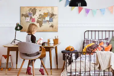 Quadro magnético com estampa de mapa-múndi