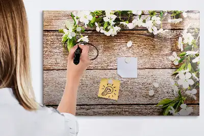 Quadro magnético para desenhar com estampa de flores na madeira
